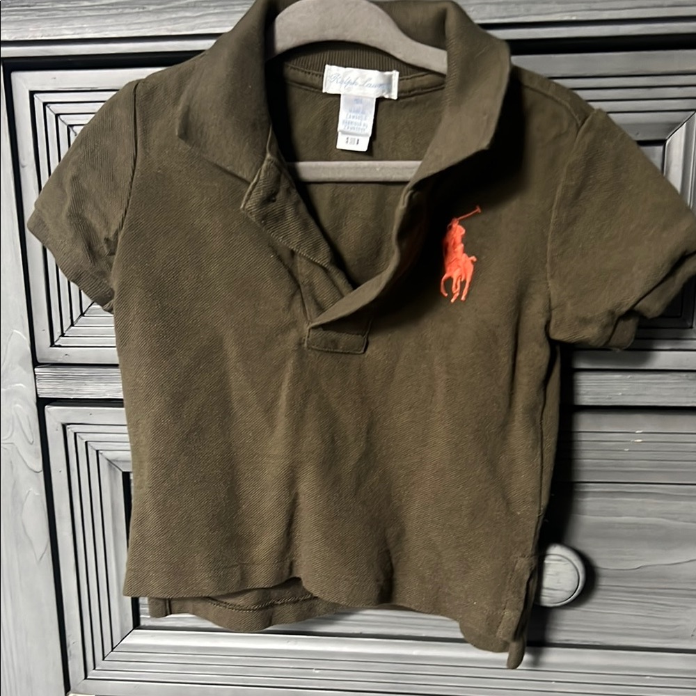Ralph Lauren Kids Polo in Olive with Orange Logo